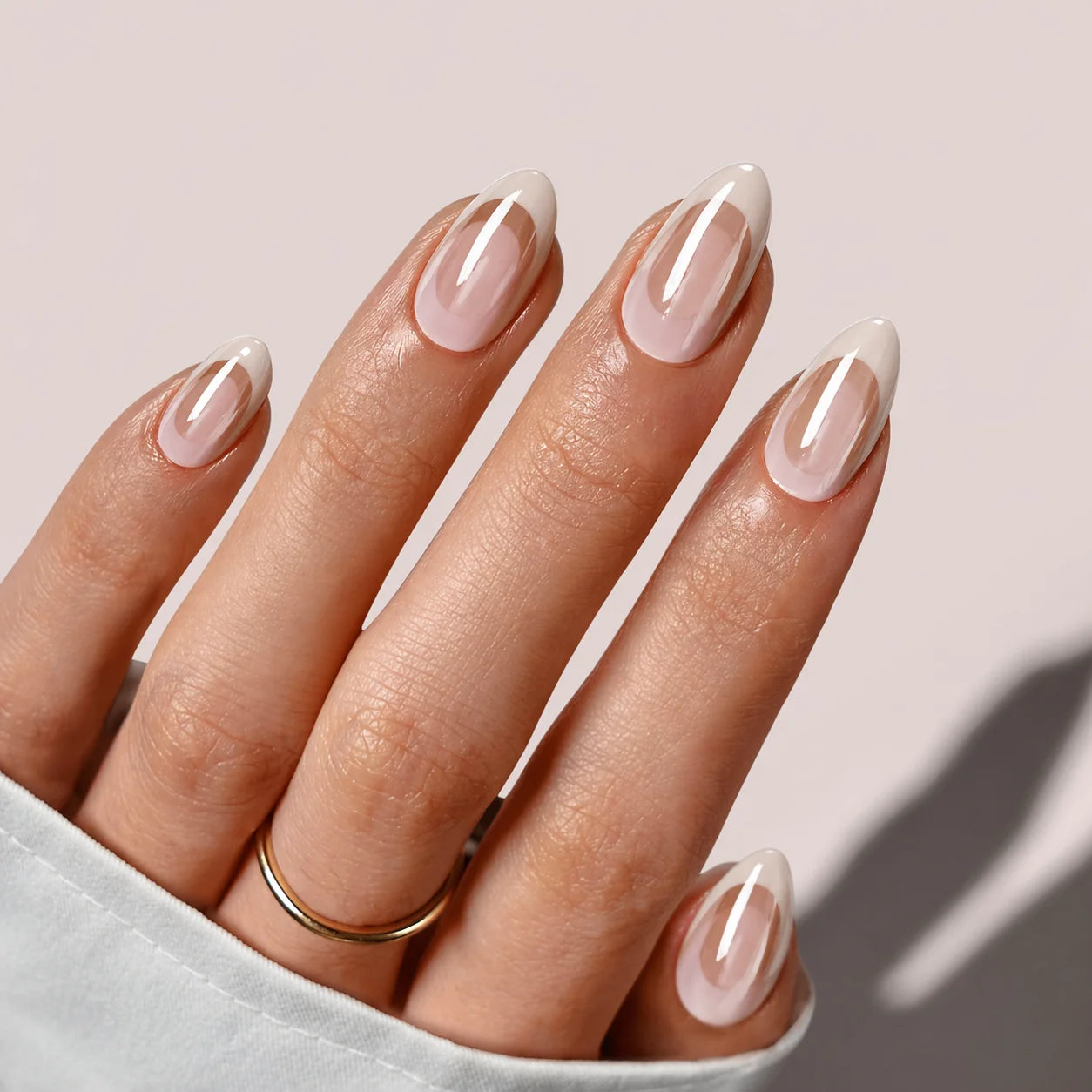 Modern Silhouette French | Double-Tip Nude Press-On Nails