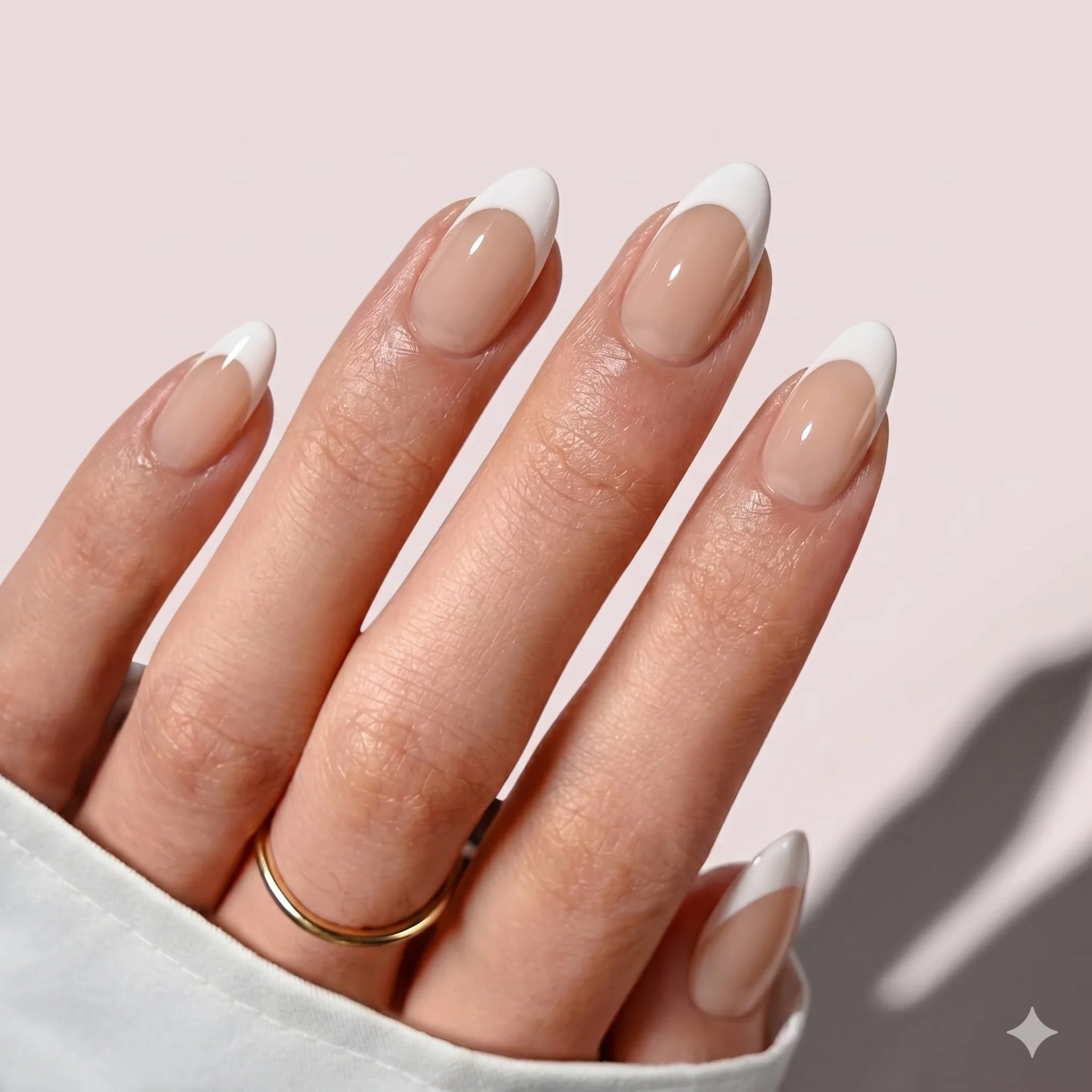 Pure Cloud French | Classic Crisp White Tip Almond Nails